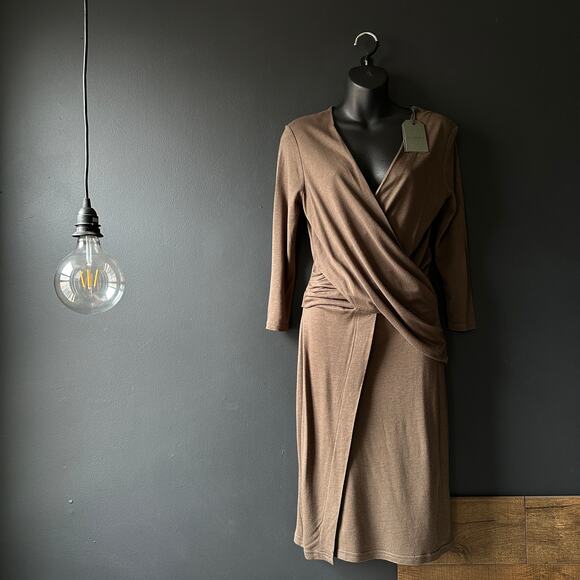 AllSaints Adria Midi Dress in Wren Brown NEW Size Medium - Picture 2 of 12
